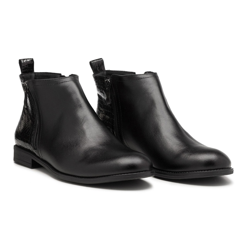 BUTDAM Botas otoño tacón plano piel negro Btz Aurora BUTDAM Botas otoño tacón plano piel negro Btz Aurora