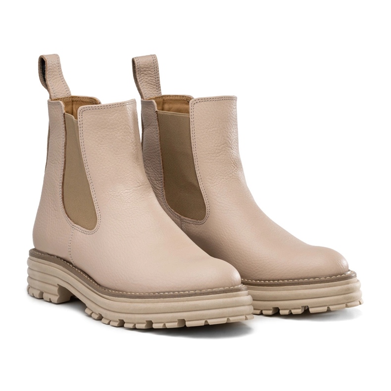 Botas Chelsea con suela gruesa, piel beige, Butdam Wos