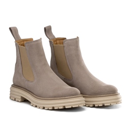 Botas Chelsea con suela gruesa, ante beige, Butdam Wos
