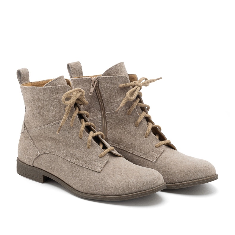 BUTDAM Botas de mujer de piel con cordones Trw, beige BUTDAM Botas de mujer de piel con cordones Trw, beige