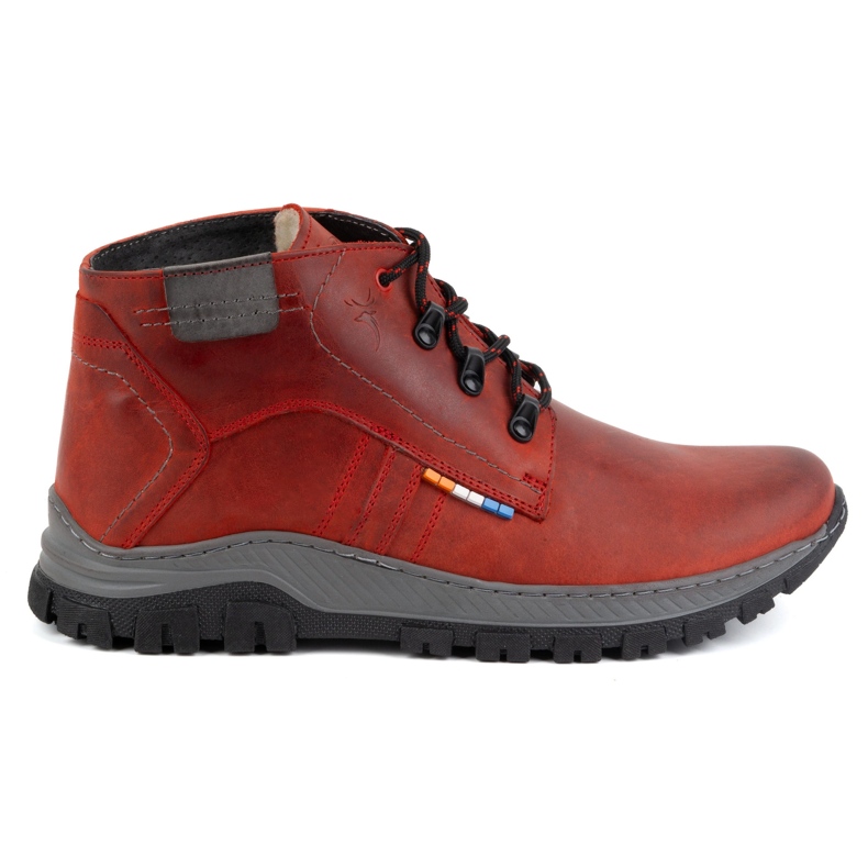 Olivier Zapatos de invierno de piel para hombre 119GT rojo