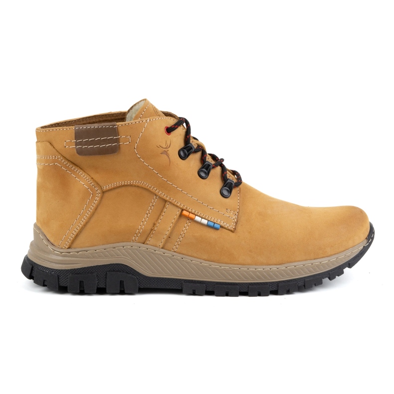 Olivier Zapatos de invierno de piel para hombre 119GT, amarillo