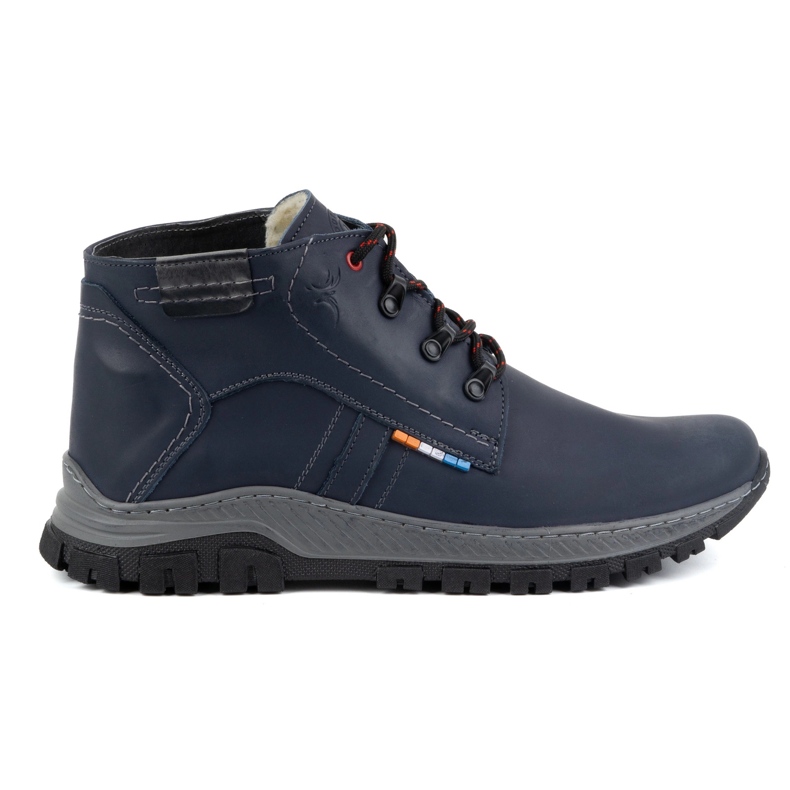 Olivier Zapatos de invierno de piel para hombre 119GT, azul marino
