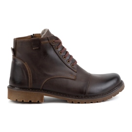 Olivier Botas de Invierno Hombre de Piel 137 Marrón - Zapatos Cómodos con Cremallera, Perfectos para los Días Más Fríos