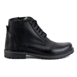 Olivier Botas de invierno de piel para hombre 137 azul marino – Zapatos con cremallera