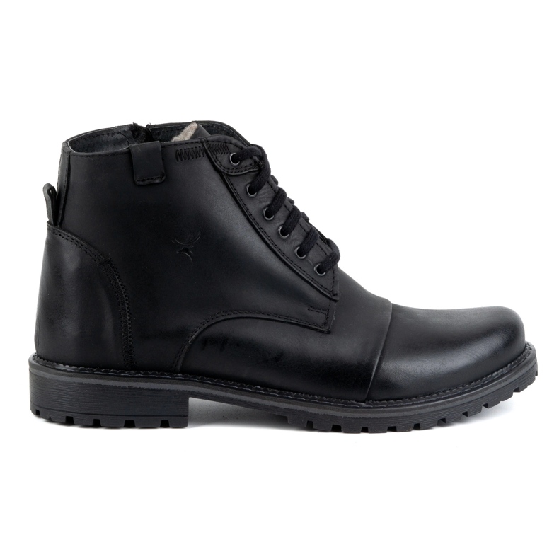 Olivier Botas de invierno de piel para hombre 137 azul marino – Zapatos con cremallera
