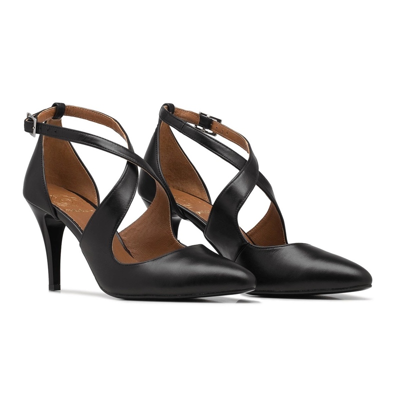 BUTDAM Tacones de baile Xena negros con punta en punta y tiras