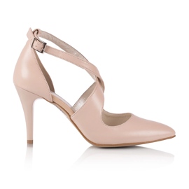 BUTDAM Tacones de baile Xena rosa empolvado nude con tiras