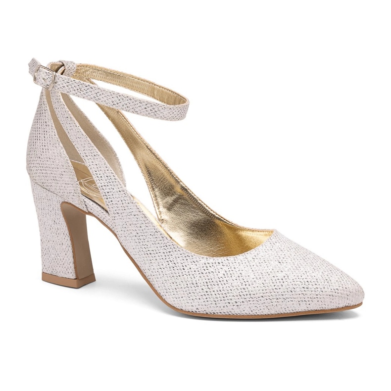 BUTDAM Zapatos de salón estables y brillantes Mila plateados con una correa alrededor del tobillo plata BUTDAM Zapatos de salón estables y brillantes Mila plateados con una correa alrededor del tobillo plata