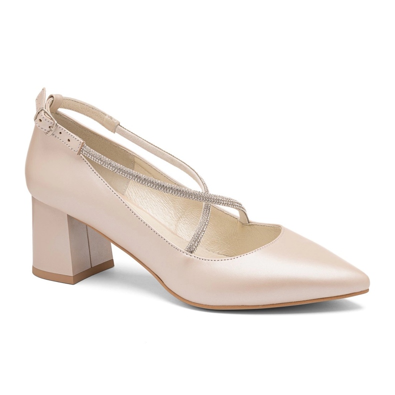 Zapatos de salón bajos con tiras cruzadas decorativas, beige BUTDAM