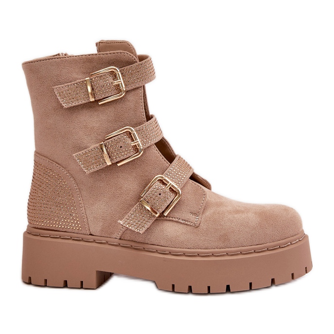 Botas Aislantes Mujer Beige Con Hebillas Tiaeliana