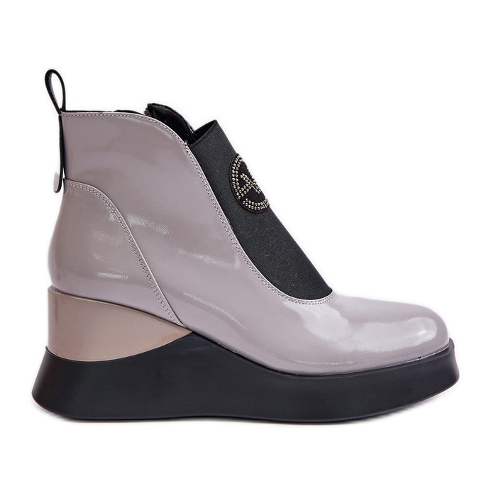 Botas Cuña Charol, Aislante Vinceza 66703, Gris Botas Cuña Charol, Aislante Vinceza 66703, Gris