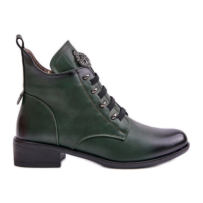 Jezzi Botines bajos con aislamiento, cremallera y adorno, verde Nevalia