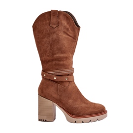 Jezzi Botas Camel Cálidas De Tacón Alto A Media Pierna Para Mujer Ivanelis marrón Jezzi Botas Camel Cálidas De Tacón Alto A Media Pierna Para Mujer Ivanelis marrón