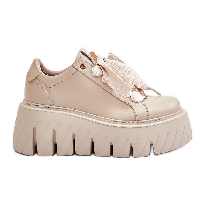 Zapatillas De Mujer Con Suela Maciza Y Decoración Dorada CheBello 4530 Beige