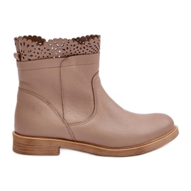 Botas Bajas Mujer Tacón Plano en Piel Lewski 3624 Beige