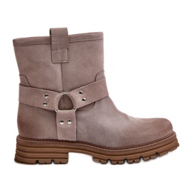 Botas Planas Mujer Ante Lewski 3610 Cappucino beige