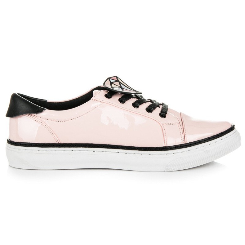Betler Zapatillas deportivas lacadas con diamantes rosado