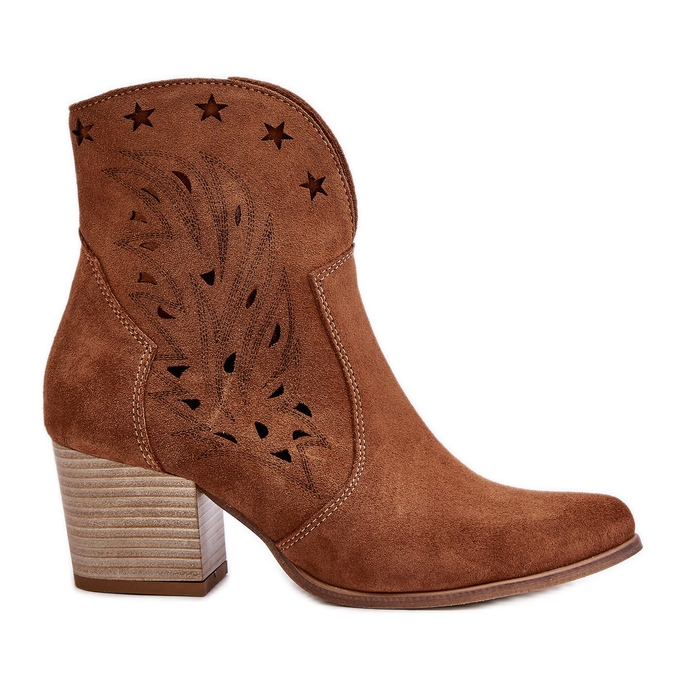Botas Cowboy De Ante Calado Y Tacón Alto Lewski 3613 Marrón