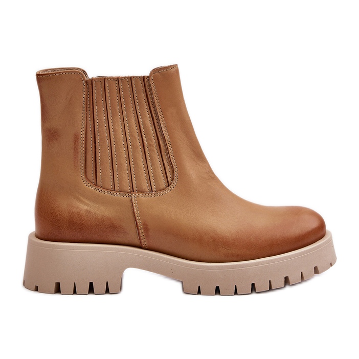 Botas Slip-on de Mujer con Tacón Plano Piel Lewski 3611 Marrón
