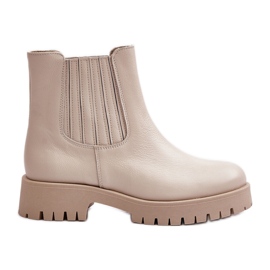 Botas Planas Slip-On Mujer Piel Lewski 3611 Beige Claro