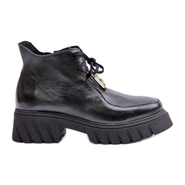 Zazoo 2952 Botines De Piel Con Adorno Dorado, Negro