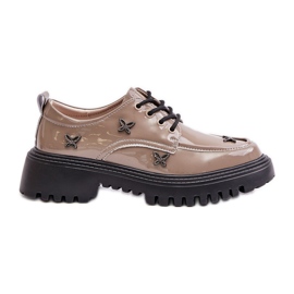 Zapatos Mujer Charol Con Adornos, Piel Natural Artiker 55C1010 Beige Oscuro