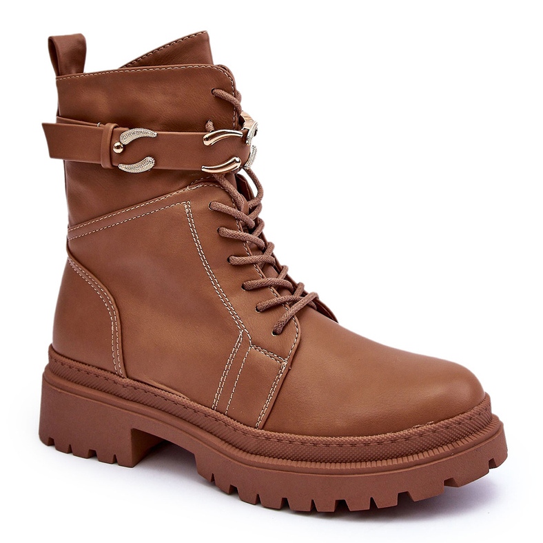 Botas de trabajo Enili marrones con correa decorativa marrón