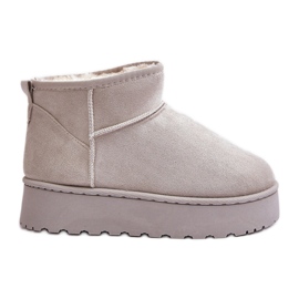 Botas de nieve con plataforma y forro de pelo para mujer, gris claro Xamella