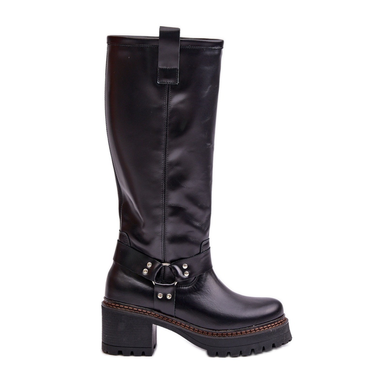 Botas por encima de la rodilla de mujer de piel Lewski 3432 Negro