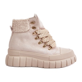 Botas Trapper Aislantes para Mujer con Plataforma, Beige Alcyhen
