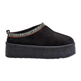 Pantuflas Mujer Plataforma Con Bordado, Negro Neroma