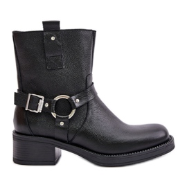 Zazoo 60480 Botas de tacón bajo de piel con aislamiento, color negro