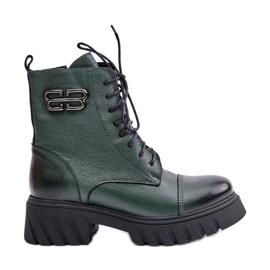 Zazoo 60486 Botas de trabajo de cuero con aislamiento, verde oscuro
