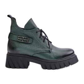 Zazoo 60483 Botas bajas de piel para mujer Warmed verde oscuro