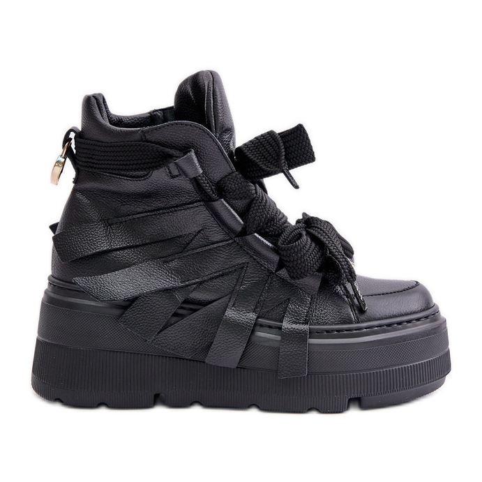Zapatillas de mujer de piel con plataforma enorme CheBello 4561 Negro
