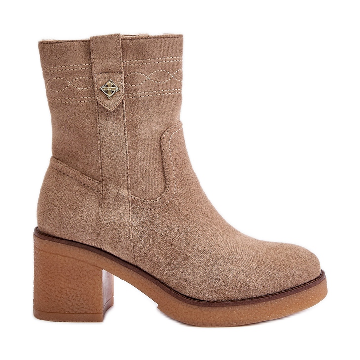 Botas de tacón alto aislantes de mujer beige Vailia