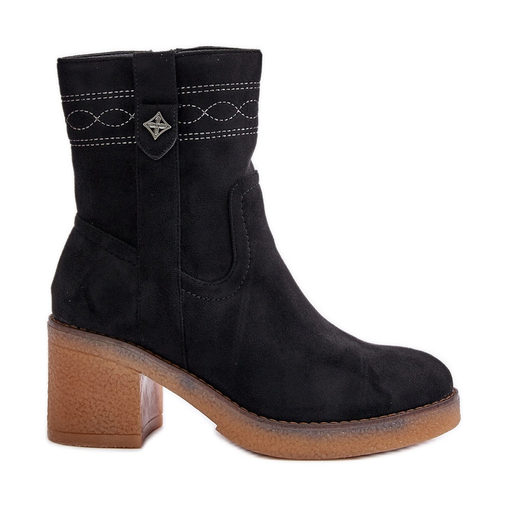 Botas cálidas de tacón alto para mujer Vailia negra negro