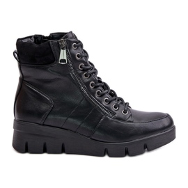Botines de mujer ligeros y aislantes con plataforma y cuña, Negro Savindria