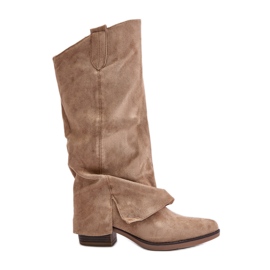 Botas De Mujer Beige Con Tacón Bajo Y Caña Subida Stinova Botas De Mujer Beige Con Tacón Bajo Y Caña Subida Stinova