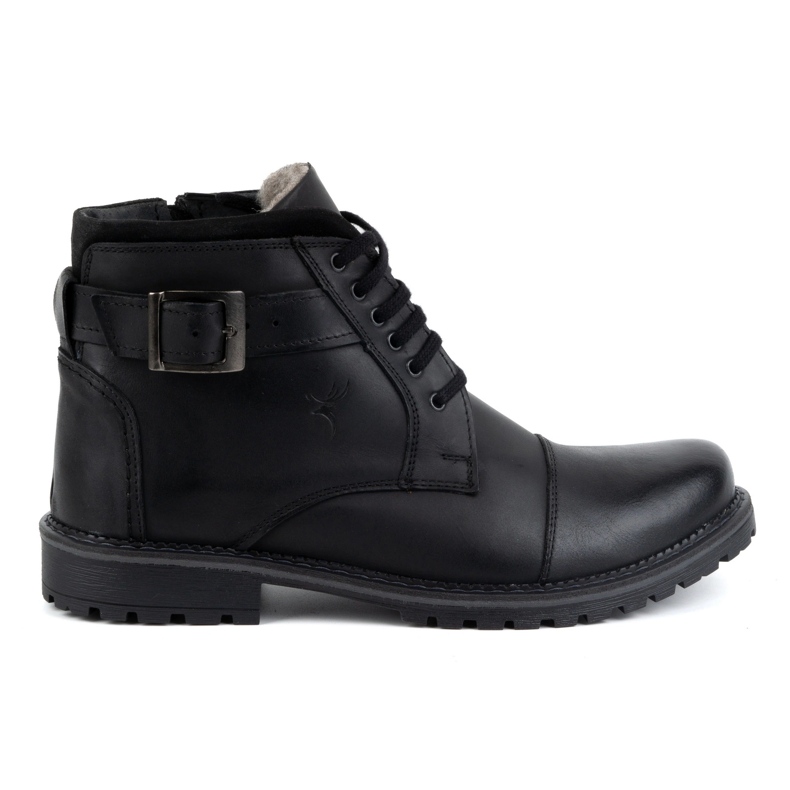 Olivier Zapatos de invierno para hombre Botines con cordones 136GT, negro
