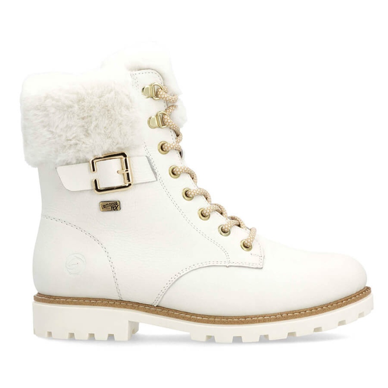 Botas trabajadoras impermeables de piel para mujer, color blanco Remonte D8481-80