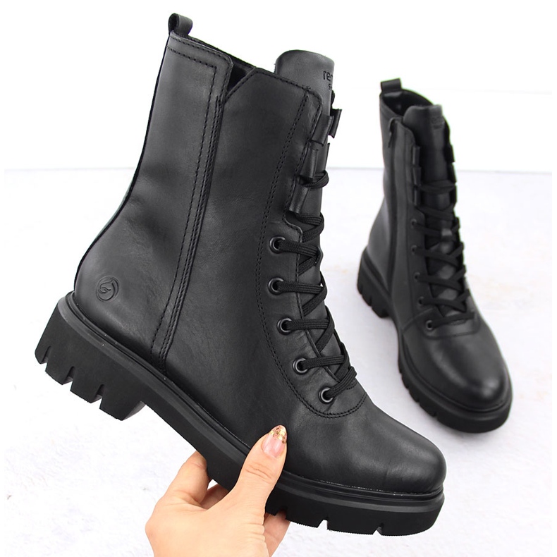 Botas de trabajo para mujer con aislamiento de piel, color negro Remonte D1W76-00 Botas de trabajo para mujer con aislamiento de piel, color negro Remonte D1W76-00