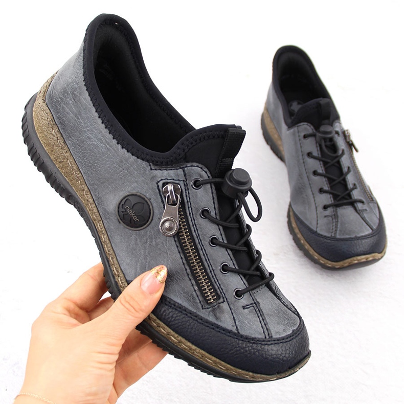 Zapatos slip-on mujer azul marino Rieker N3267-14