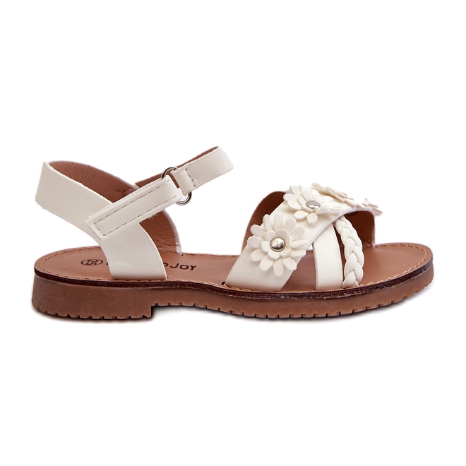 Sandalias de niñas sujetas con cierre adhesivo con flores blancas blanco Sandalias de niñas sujetas con cierre adhesivo con flores blancas blanco