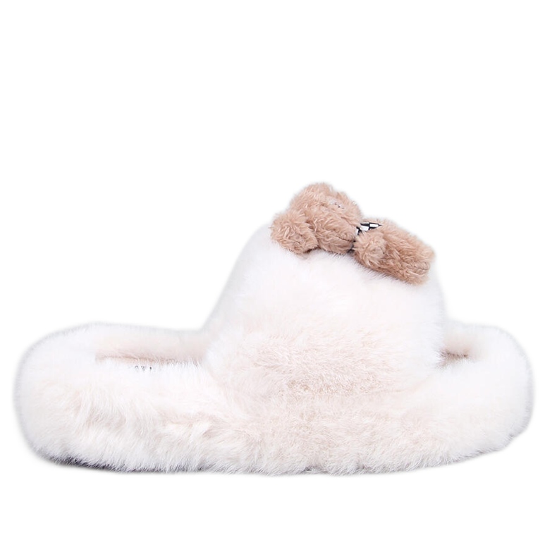 Bando Pantuflas de pelo beige con osito