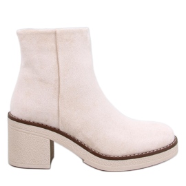 Botines Eliza de ante beige con tacón ancho