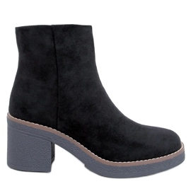 Botines Eliza de ante negro con tacón ancho