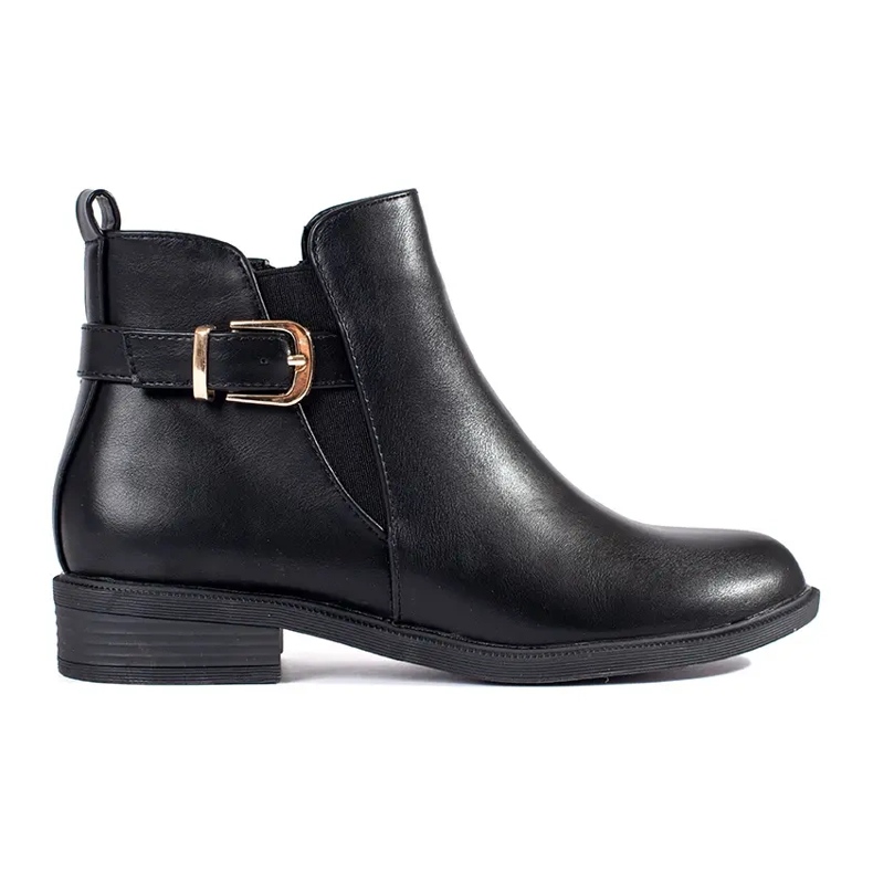 Botas Chelsea de mujer negras con elementos dorados negro