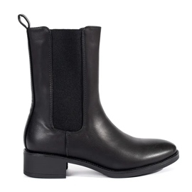 Botas Chelsea de mujer negras con tacón bajo negro Botas Chelsea de mujer negras con tacón bajo negro